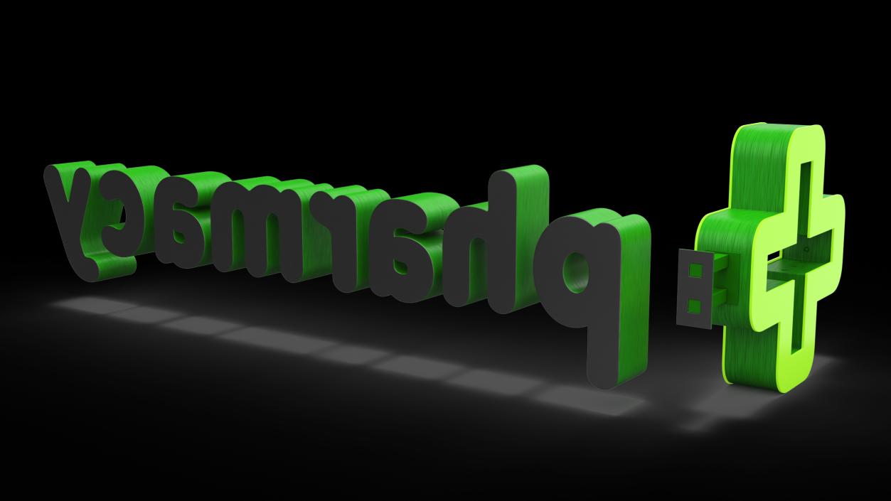 3D model Pharmacy Sign Illuminated