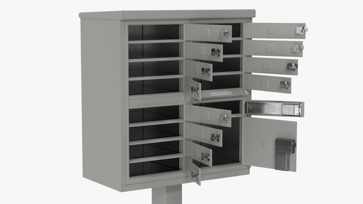 Grey Twelve Door Parcel Cluster Mailbox 3D model