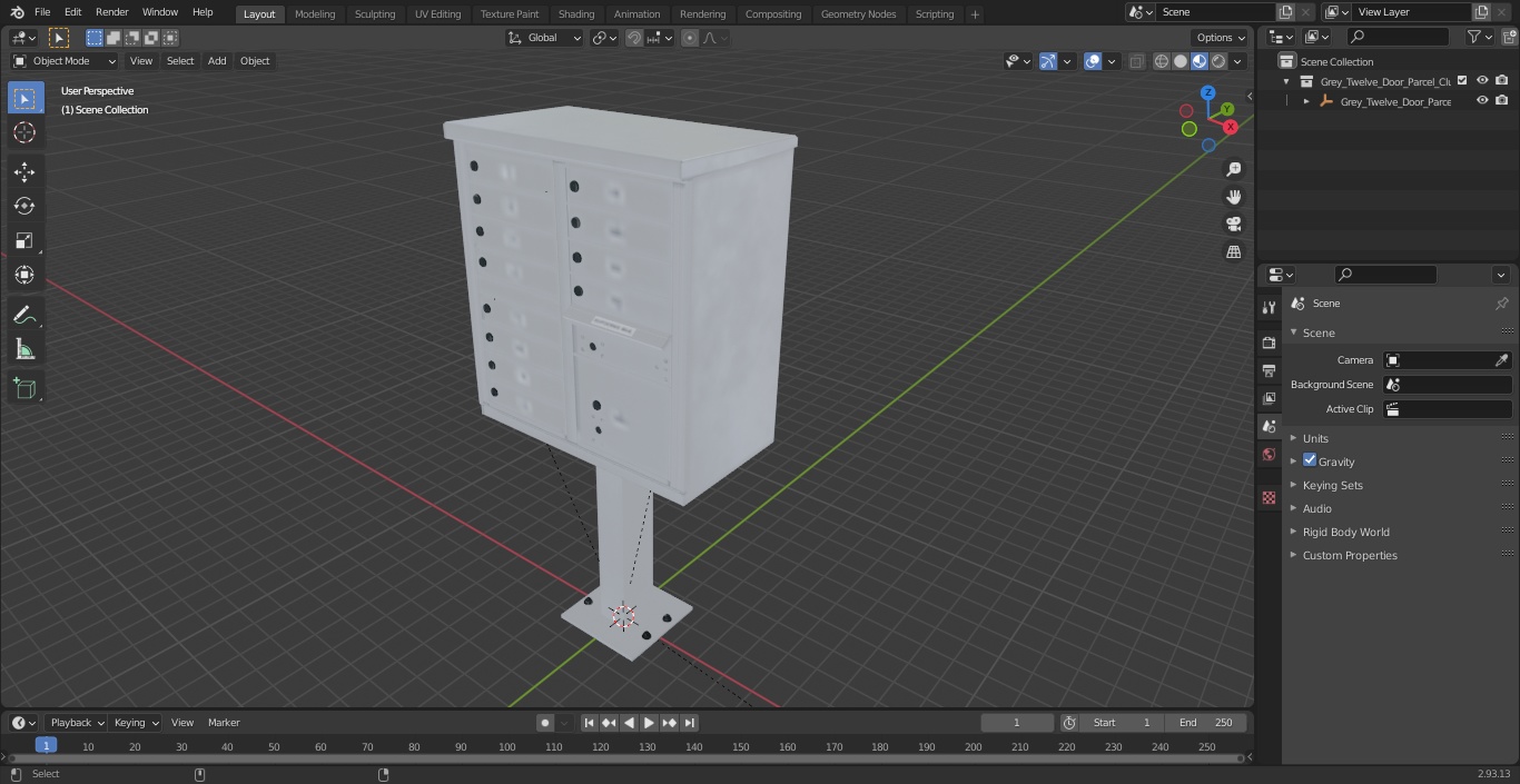 Grey Twelve Door Parcel Cluster Mailbox 3D model