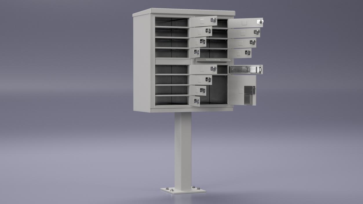 Grey Twelve Door Parcel Cluster Mailbox 3D model