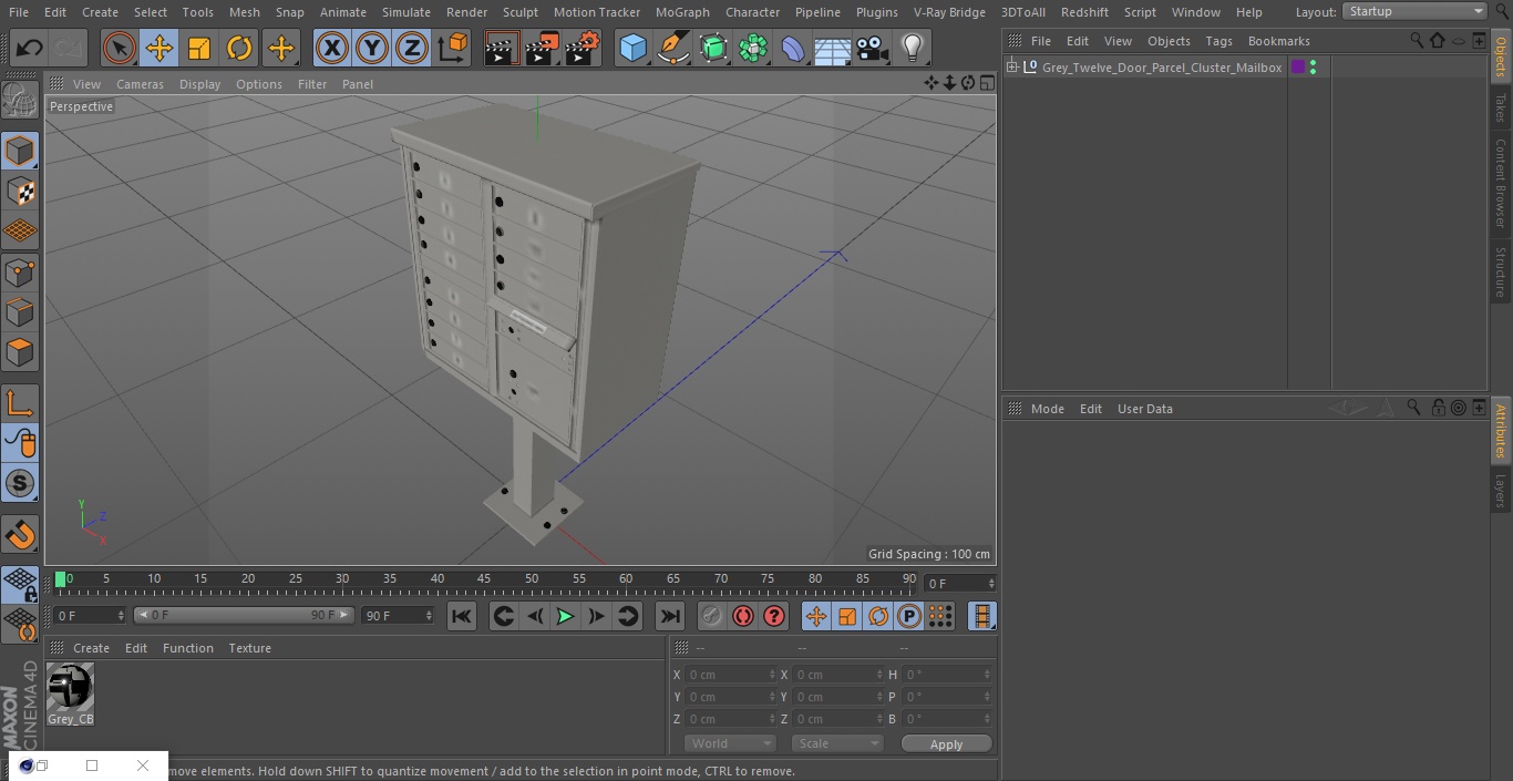 Grey Twelve Door Parcel Cluster Mailbox 3D model