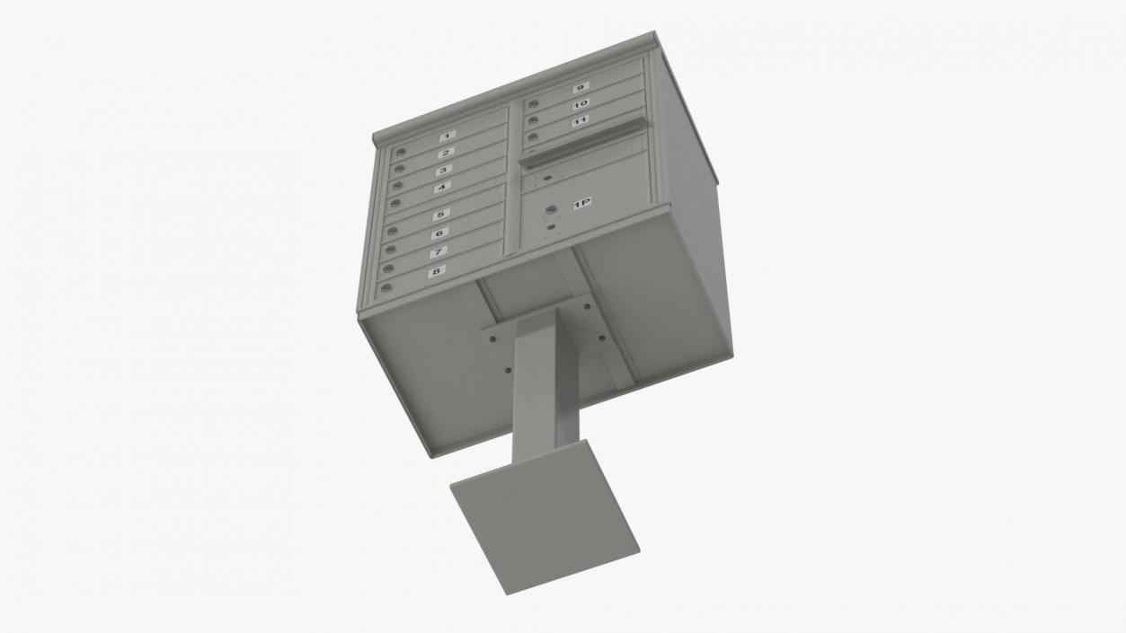 Grey Twelve Door Parcel Cluster Mailbox 3D model