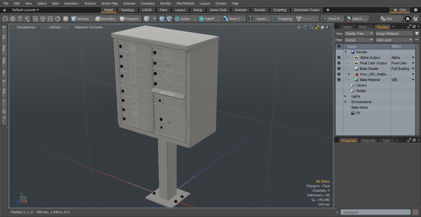 Grey Twelve Door Parcel Cluster Mailbox 3D model