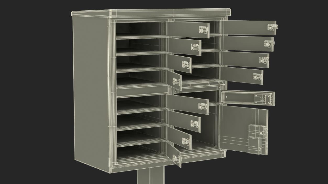 Grey Twelve Door Parcel Cluster Mailbox 3D model