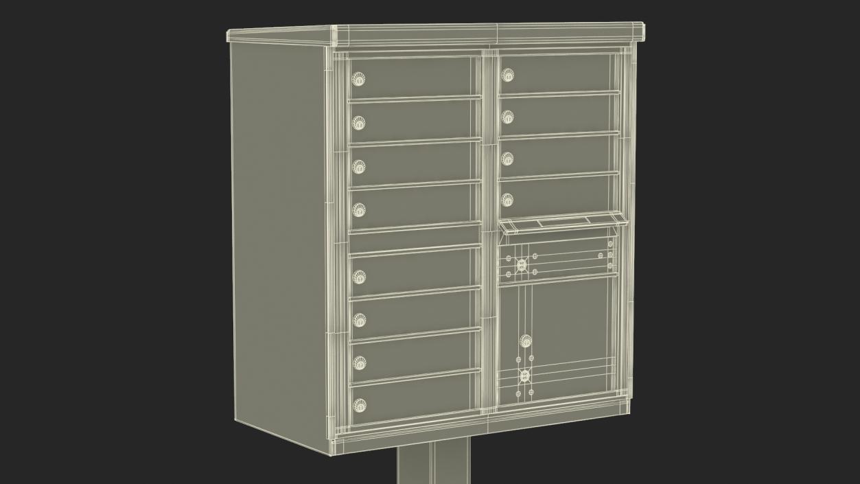 Grey Twelve Door Parcel Cluster Mailbox 3D model