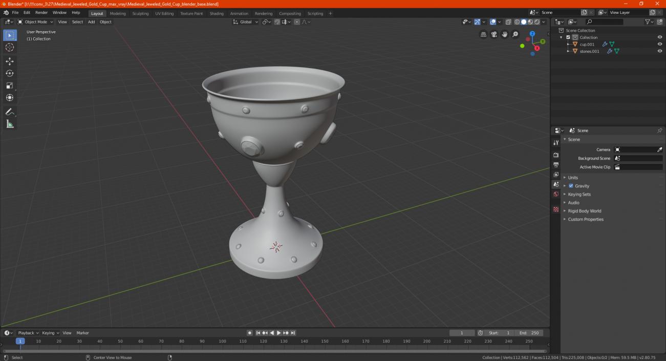 3D model Medieval Jeweled Gold Cup