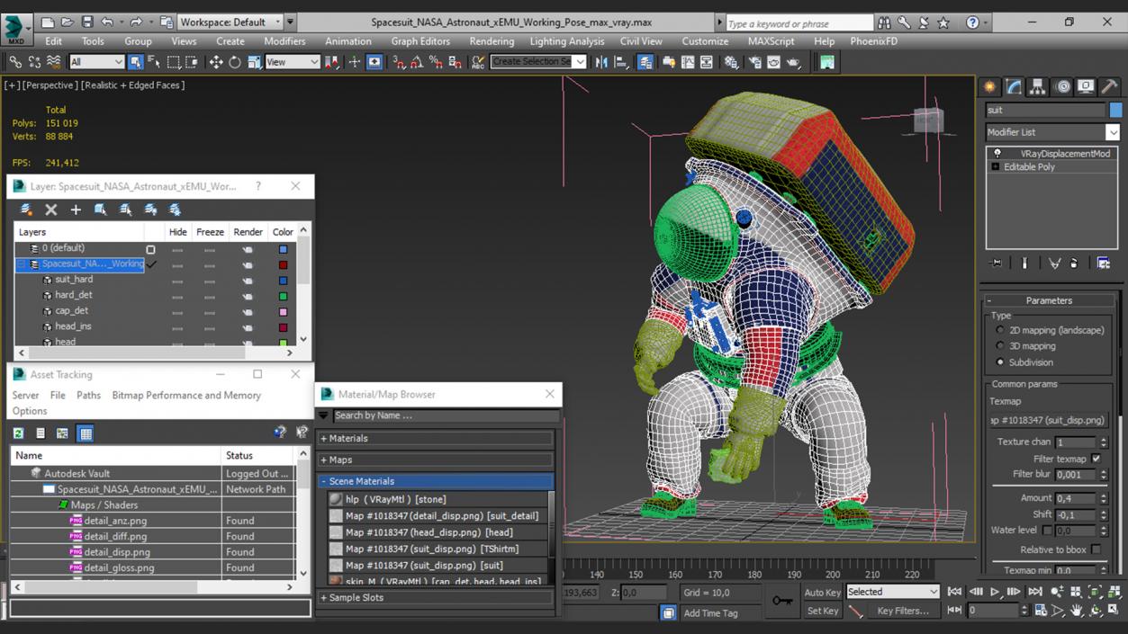 Spacesuit NASA Astronaut xEMU Working Pose 3D