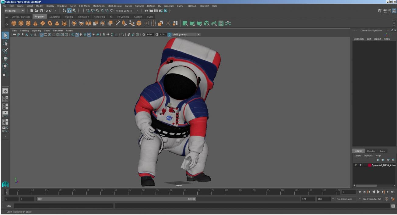 Spacesuit NASA Astronaut xEMU Working Pose 3D