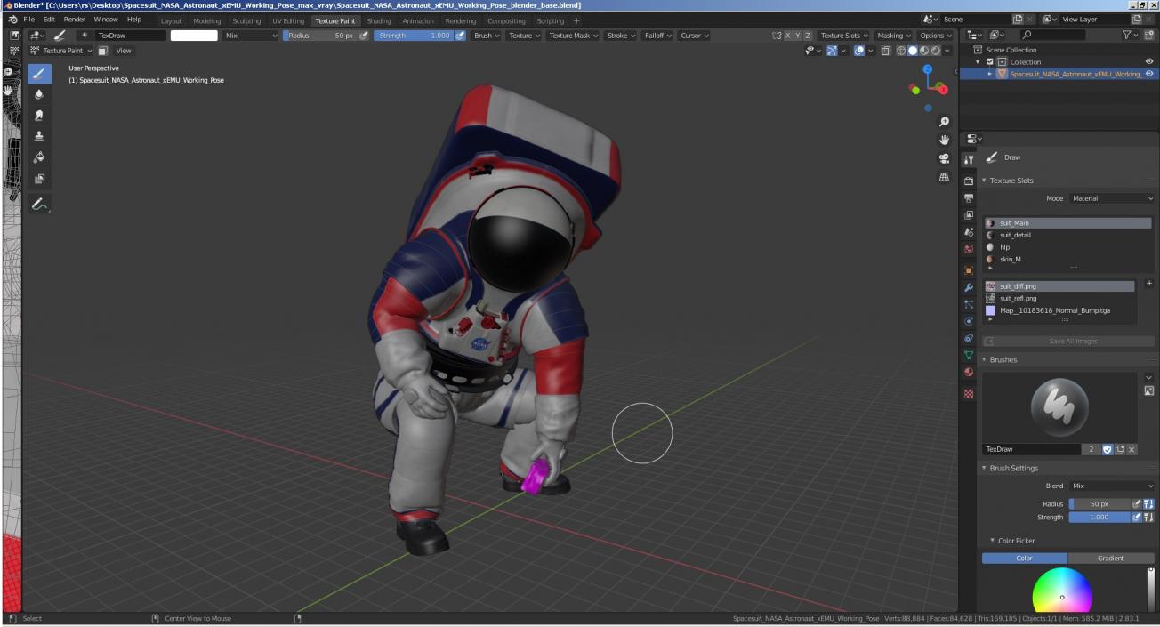 Spacesuit NASA Astronaut xEMU Working Pose 3D