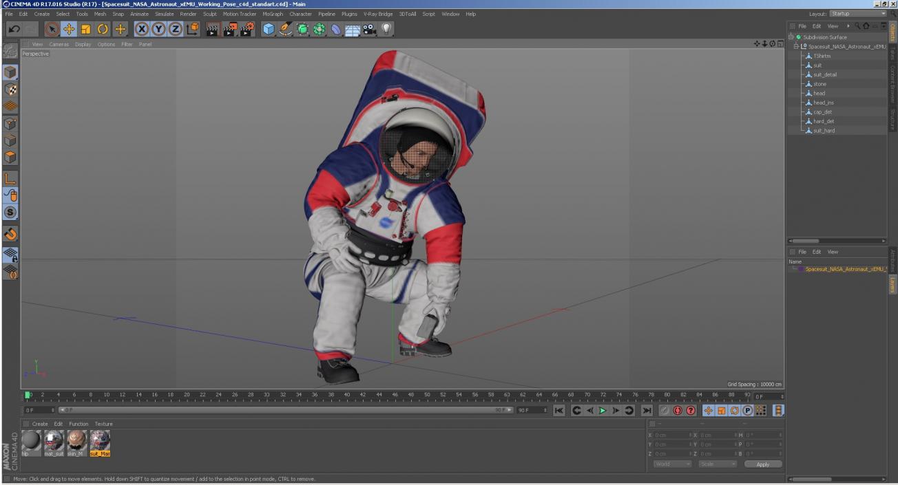 Spacesuit NASA Astronaut xEMU Working Pose 3D