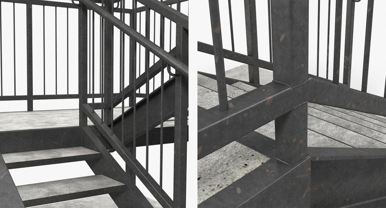 3D Industrial Stairs Collection model