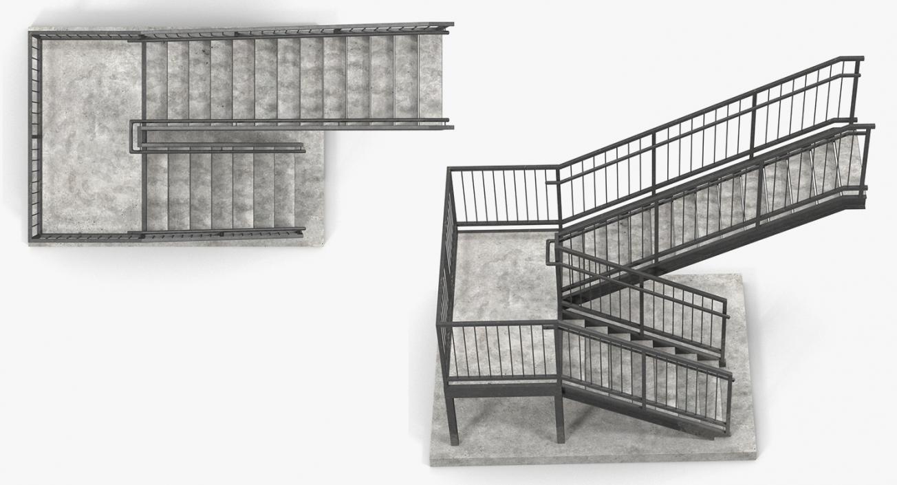 3D Industrial Stairs Collection model