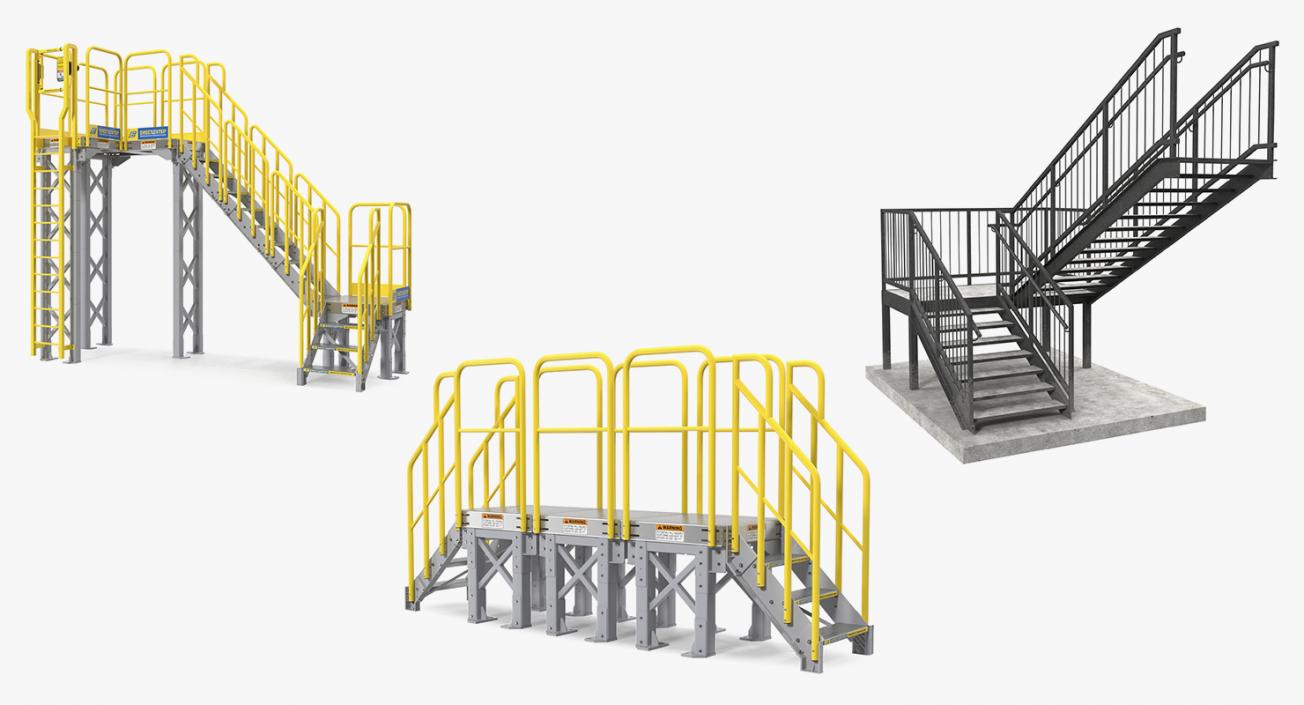 3D Industrial Stairs Collection model