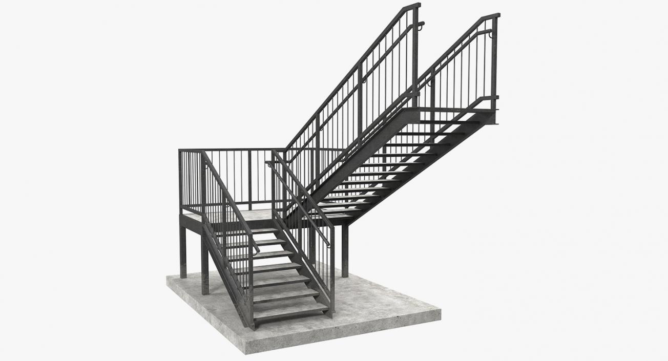 3D Industrial Stairs Collection model