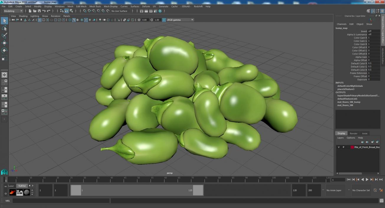 3D model Pile of Fresh Broad Beans