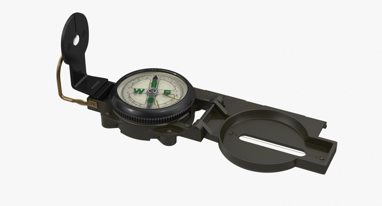 3D Army Pocket Multifunction Compass model