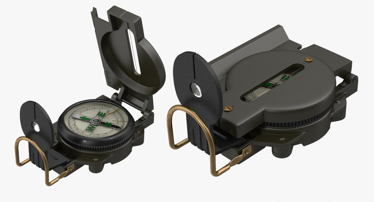 3D Army Pocket Multifunction Compass model