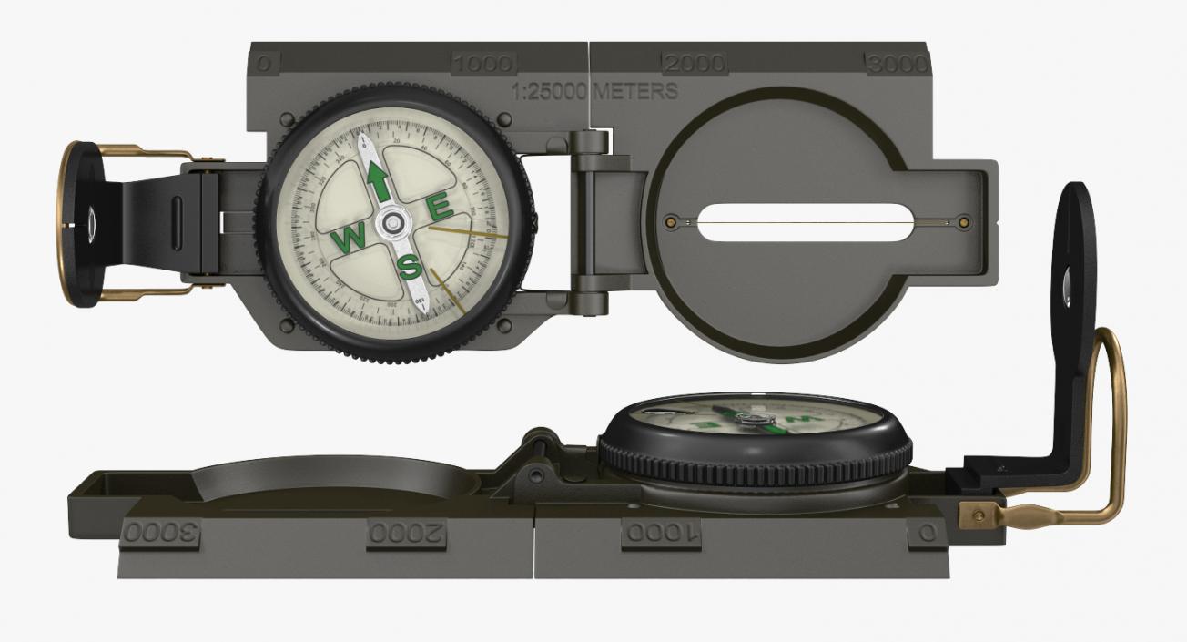 3D Army Pocket Multifunction Compass model