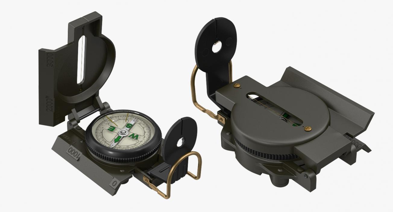 3D Army Pocket Multifunction Compass model