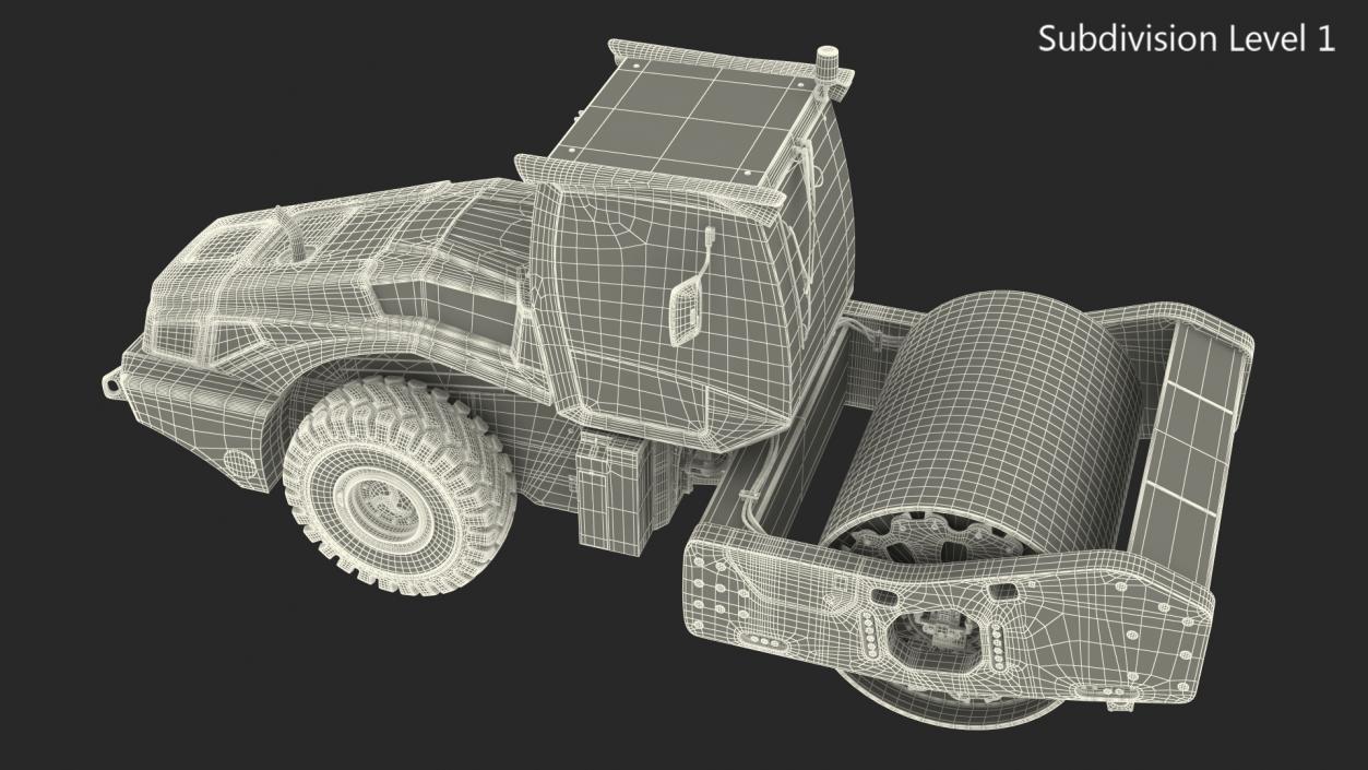 Heavyweight Single Drum Compactor Clean 3D model