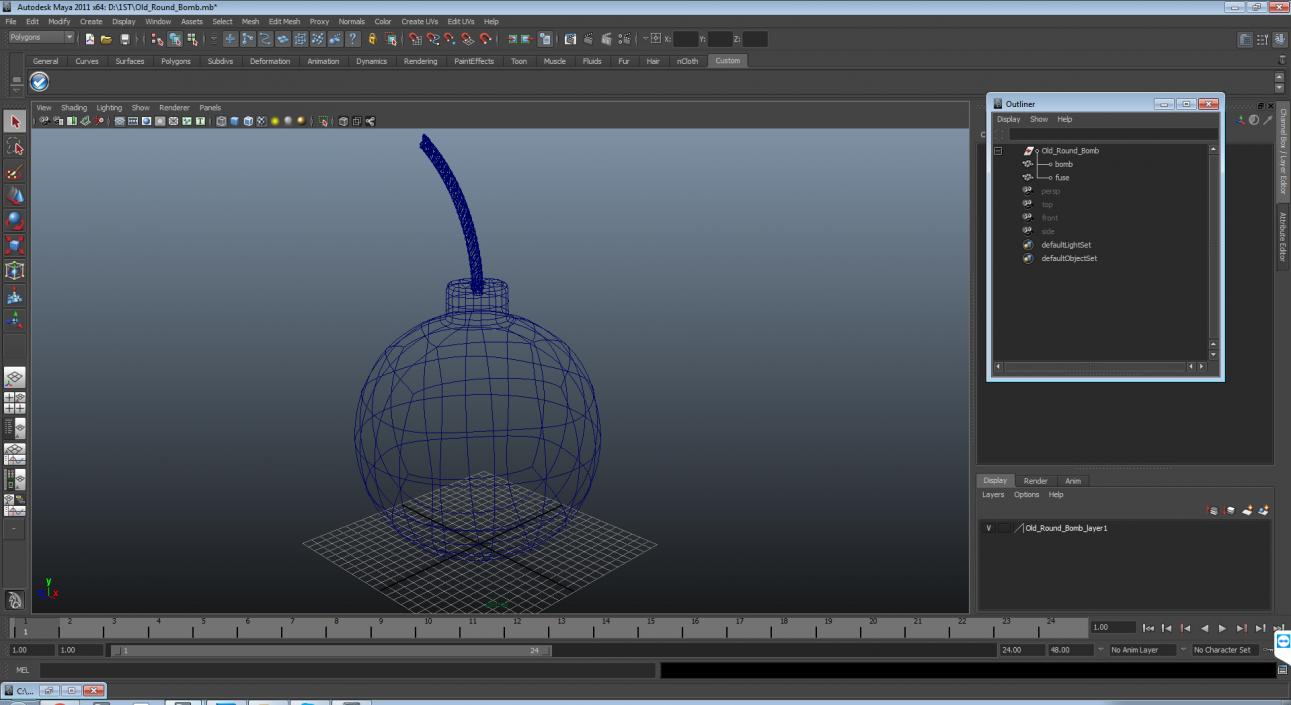 Old Round Bomb 3D model