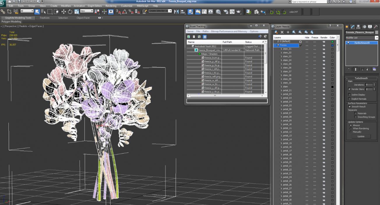 3D model Freesia Bouquet