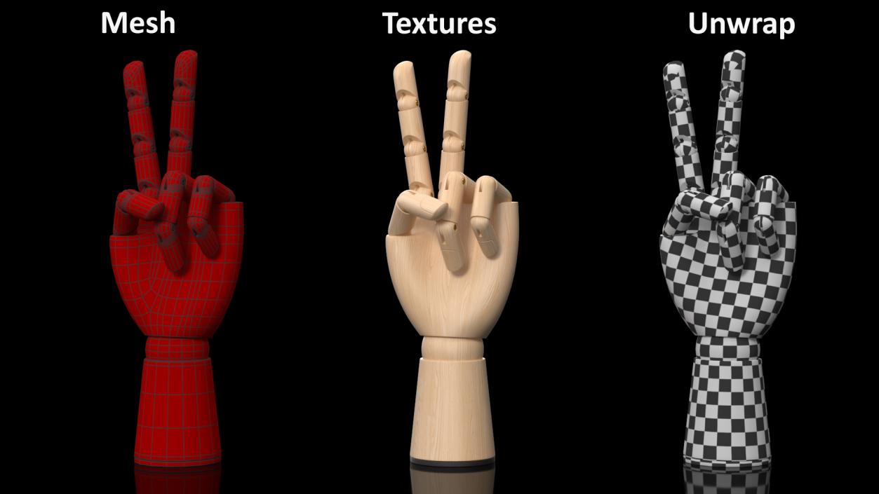 Mannequin Hand for Drawing Peace Pose 3D