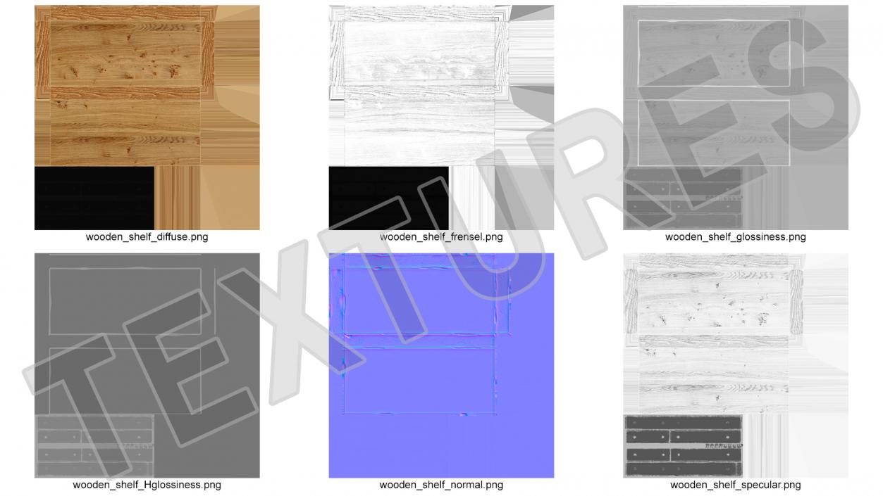 3D Wooden Shelf Small model