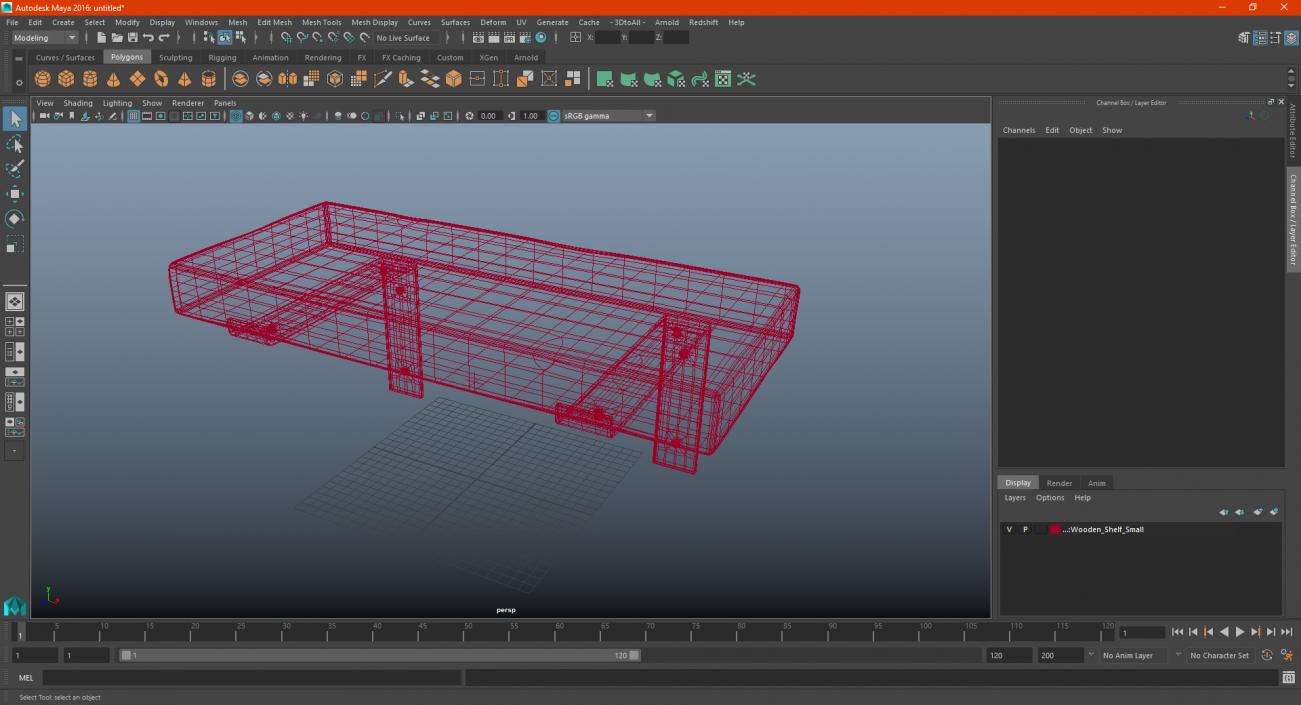 3D Wooden Shelf Small model