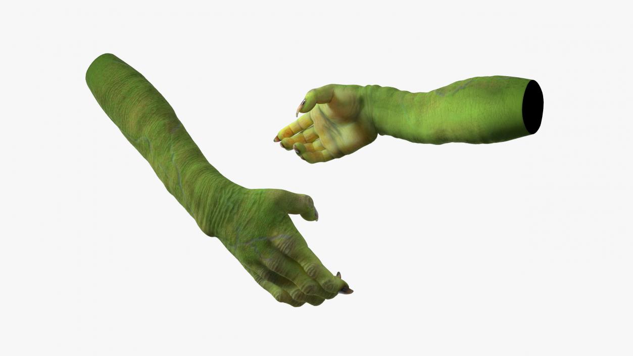 Handshake Green Goblin Hands Rigged for Maya 3D model