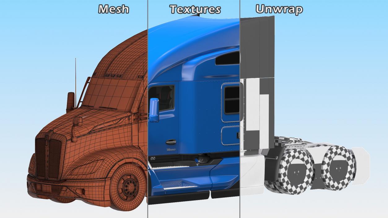 3D Kenworth T680 Truck Rigged