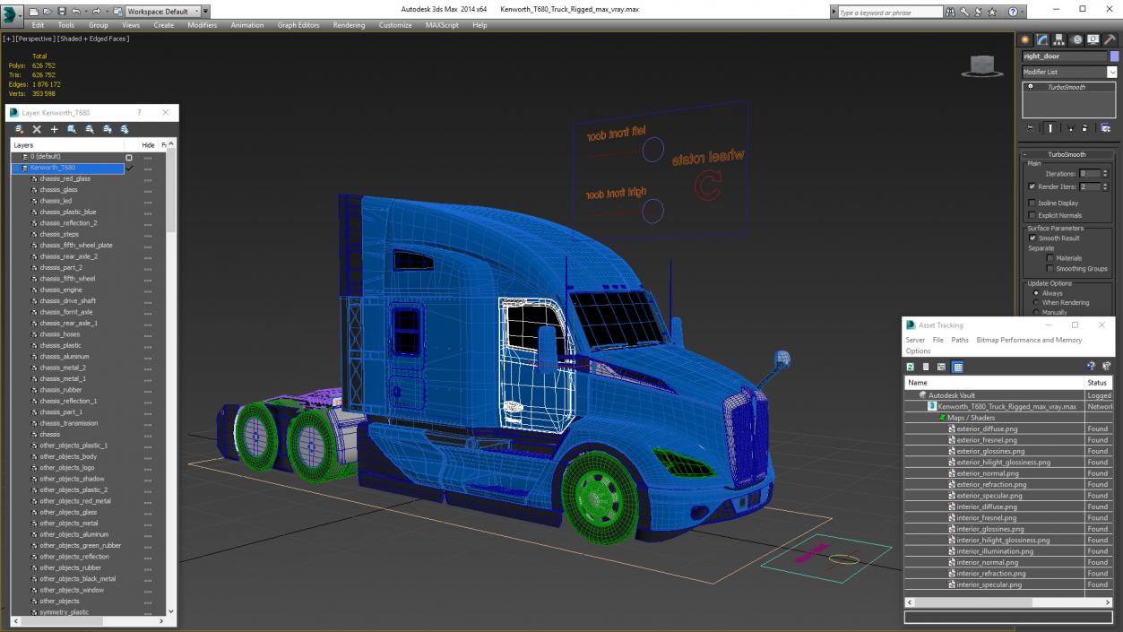 3D Kenworth T680 Truck Rigged