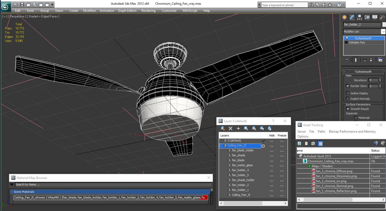 3D model Chromium Ceiling Fan