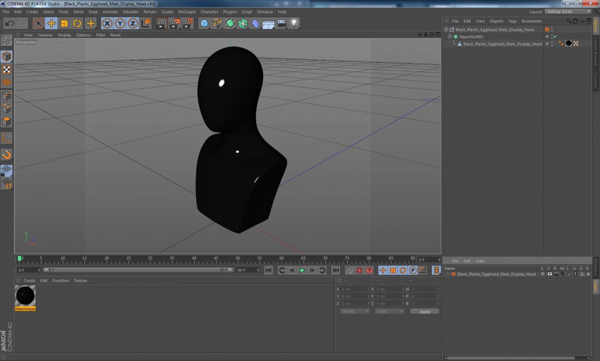 Black Plastic Egghead Male Display Head 3D model