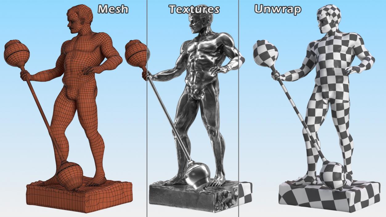 3D Bodybuilding Winner Silver Statue model