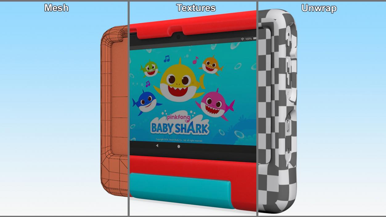 3D Tablet for Kids Amazon Fire 7 Red model