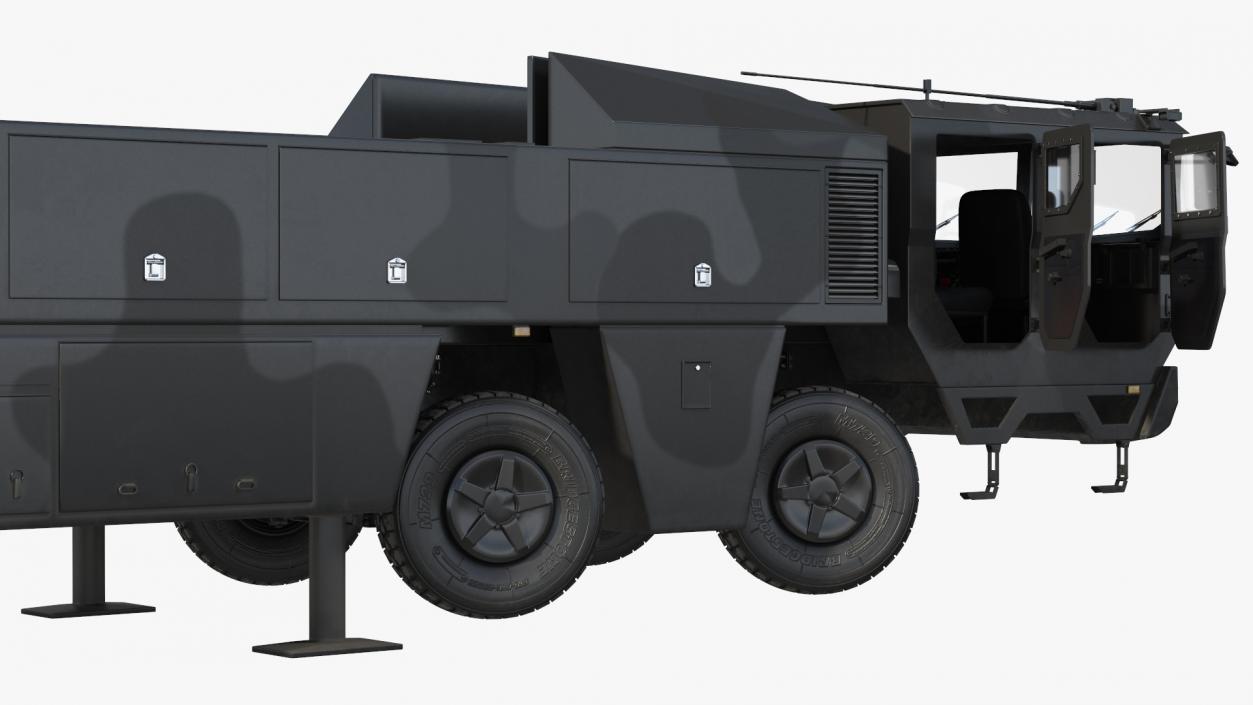 3D Strategic Missile on Road Mobile Vehicle Rigged for Maya