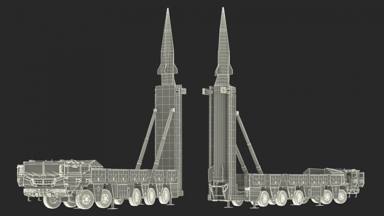 3D Strategic Missile on Road Mobile Vehicle Rigged for Maya