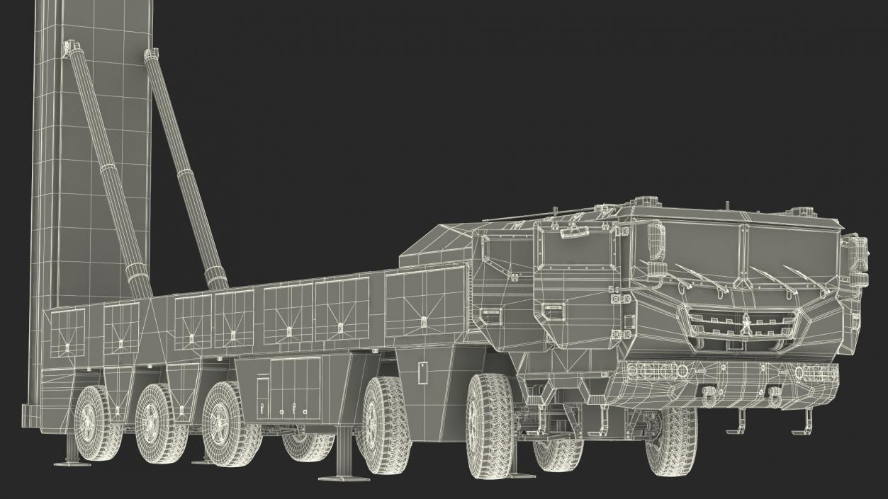 3D Strategic Missile on Road Mobile Vehicle Rigged for Maya