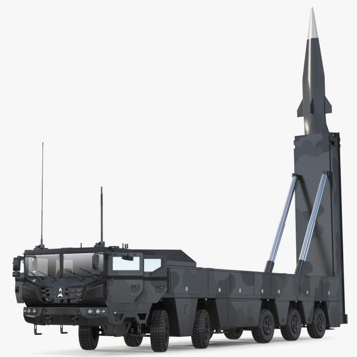 3D Strategic Missile on Road Mobile Vehicle Rigged for Maya