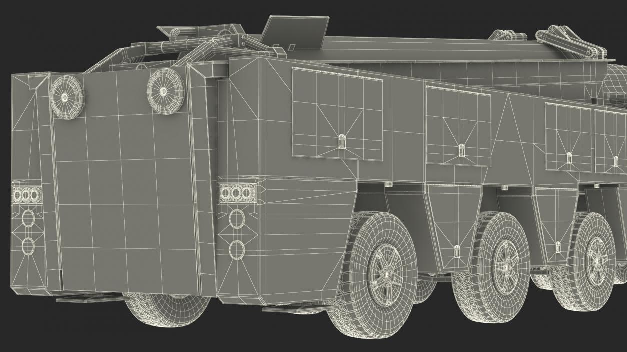 3D Strategic Missile on Road Mobile Vehicle Rigged for Maya