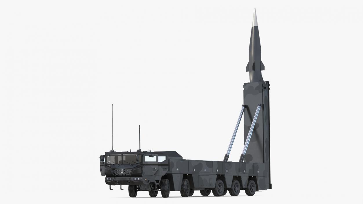 3D Strategic Missile on Road Mobile Vehicle Rigged for Maya