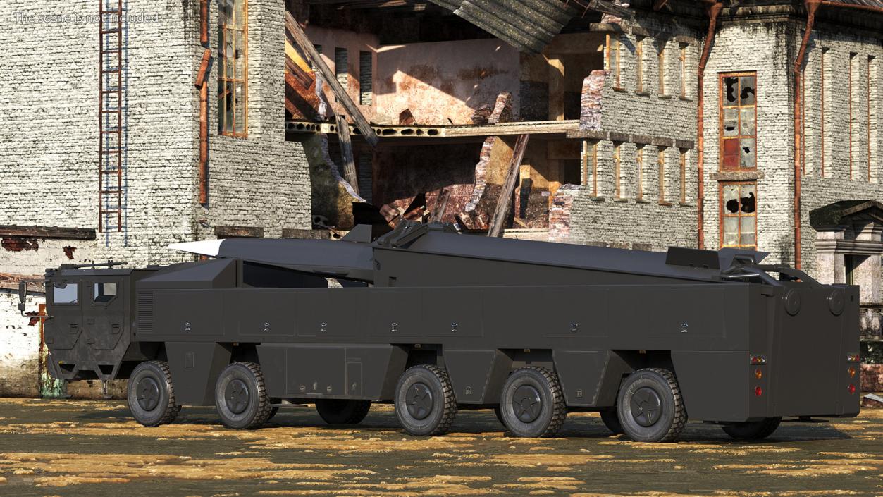 3D Strategic Missile on Road Mobile Vehicle Rigged for Maya