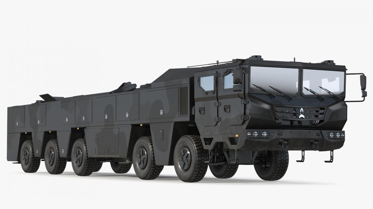 3D Strategic Missile on Road Mobile Vehicle Rigged for Maya