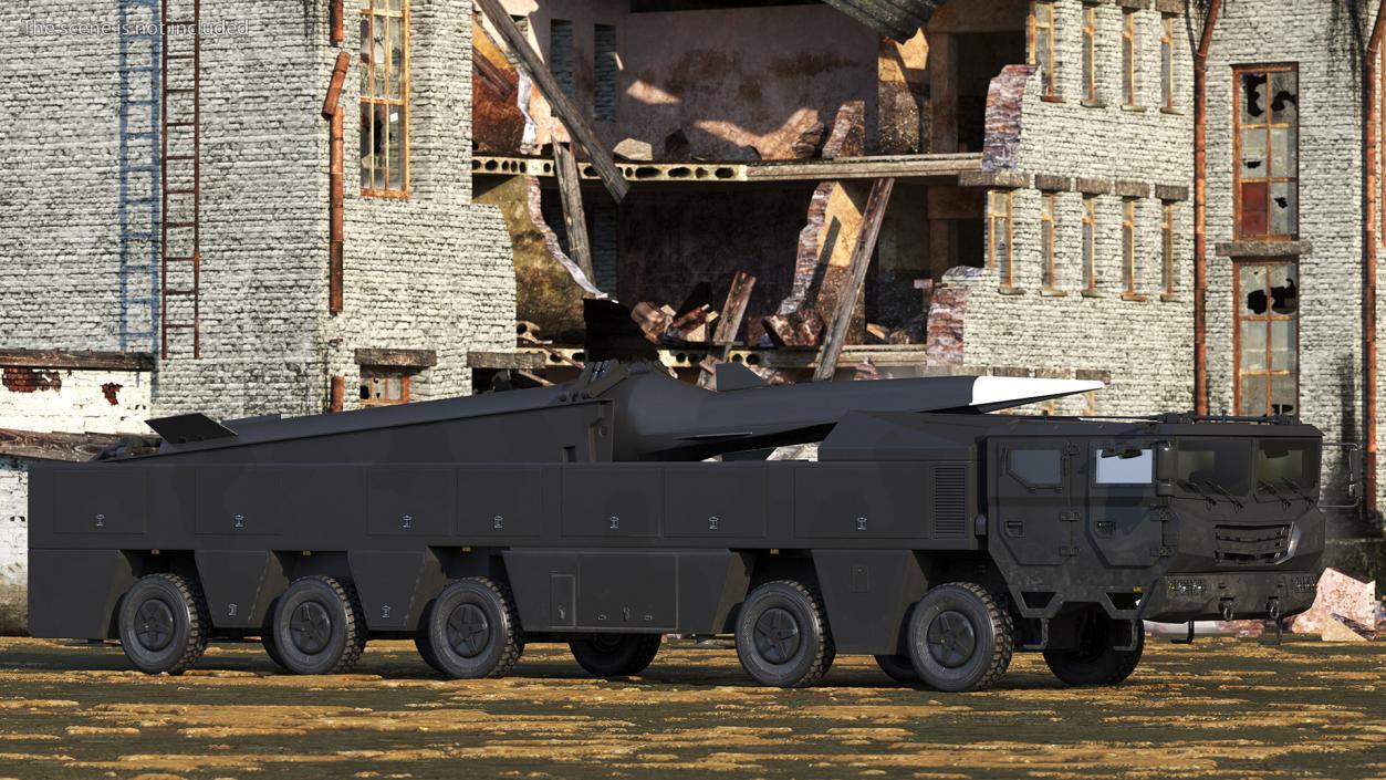 3D Strategic Missile on Road Mobile Vehicle Rigged for Maya