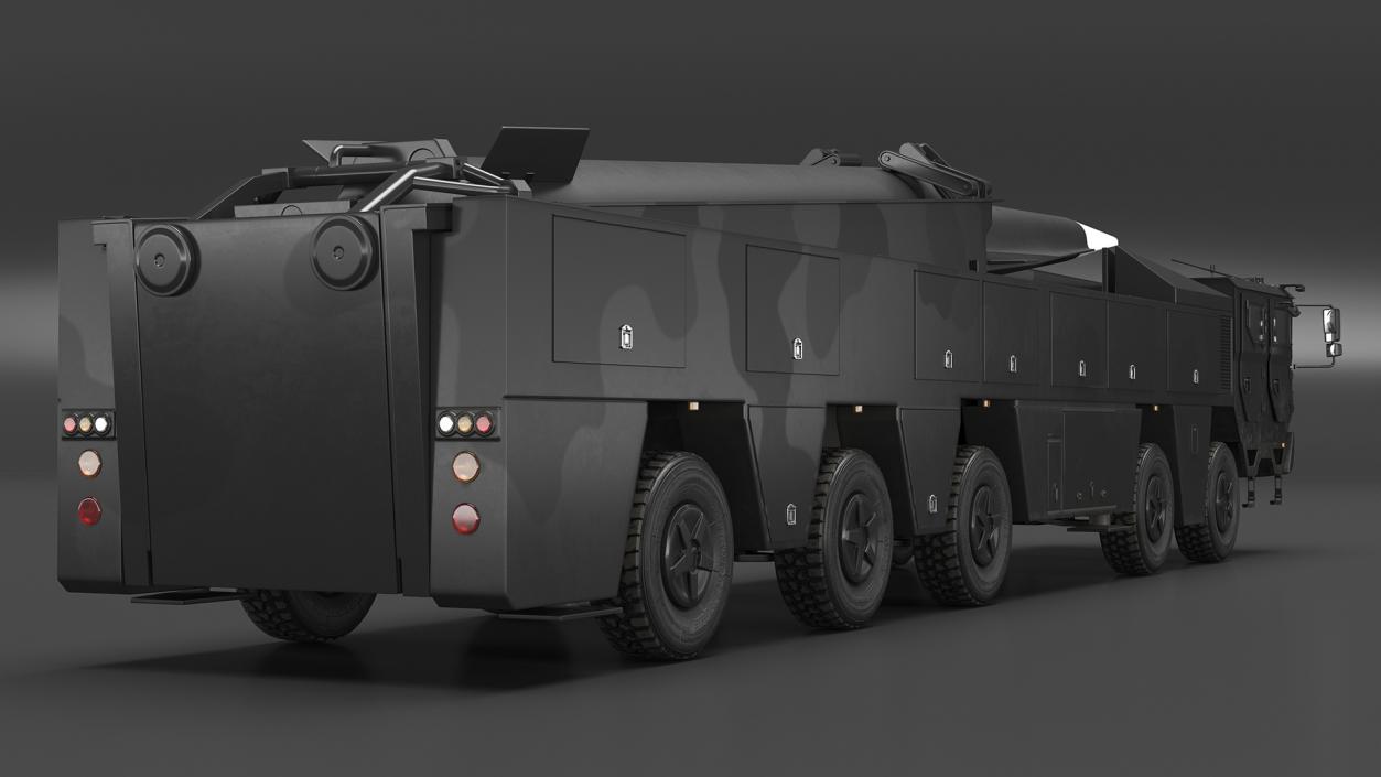 3D Strategic Missile on Road Mobile Vehicle Rigged for Maya