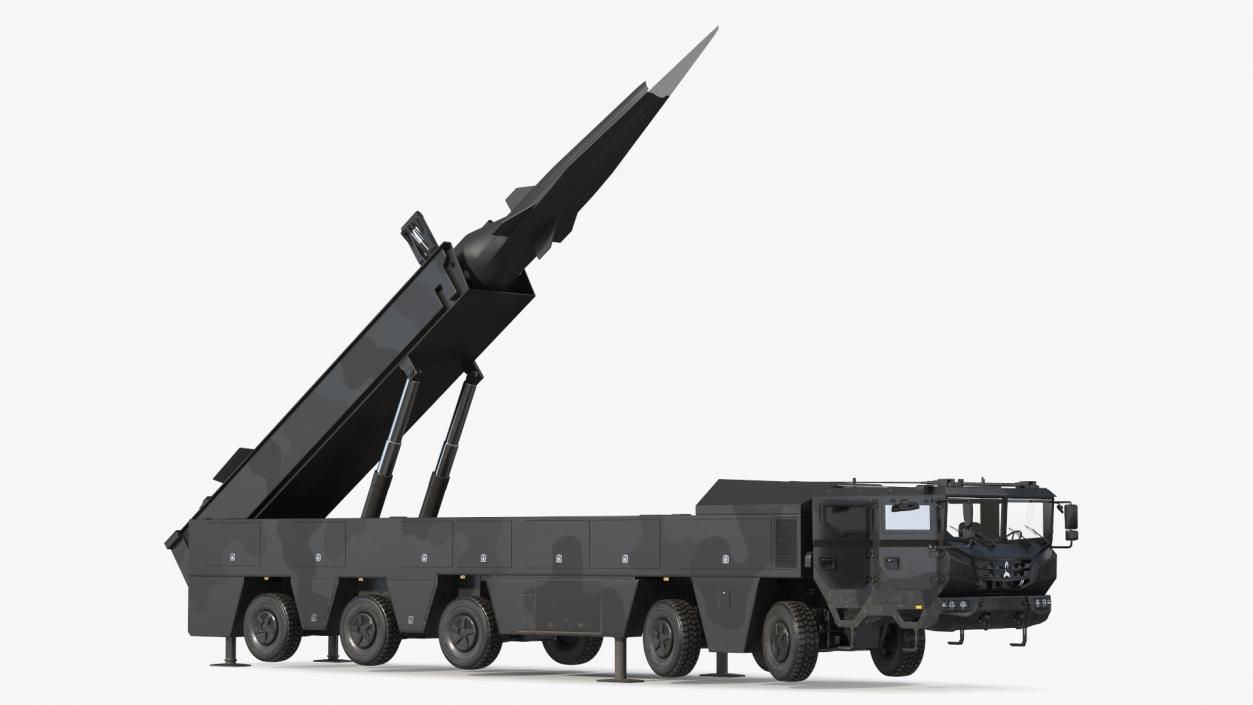 3D Strategic Missile on Road Mobile Vehicle Rigged for Maya