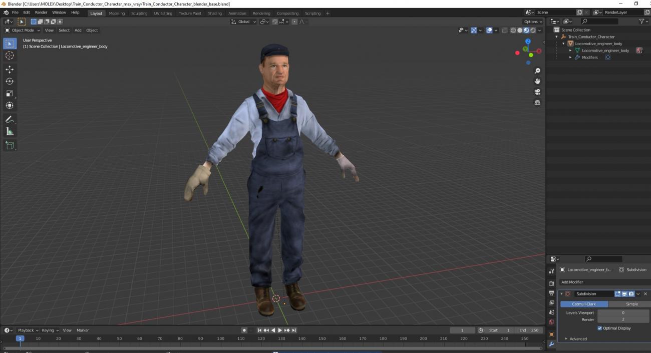 3D model Train Conductor Character