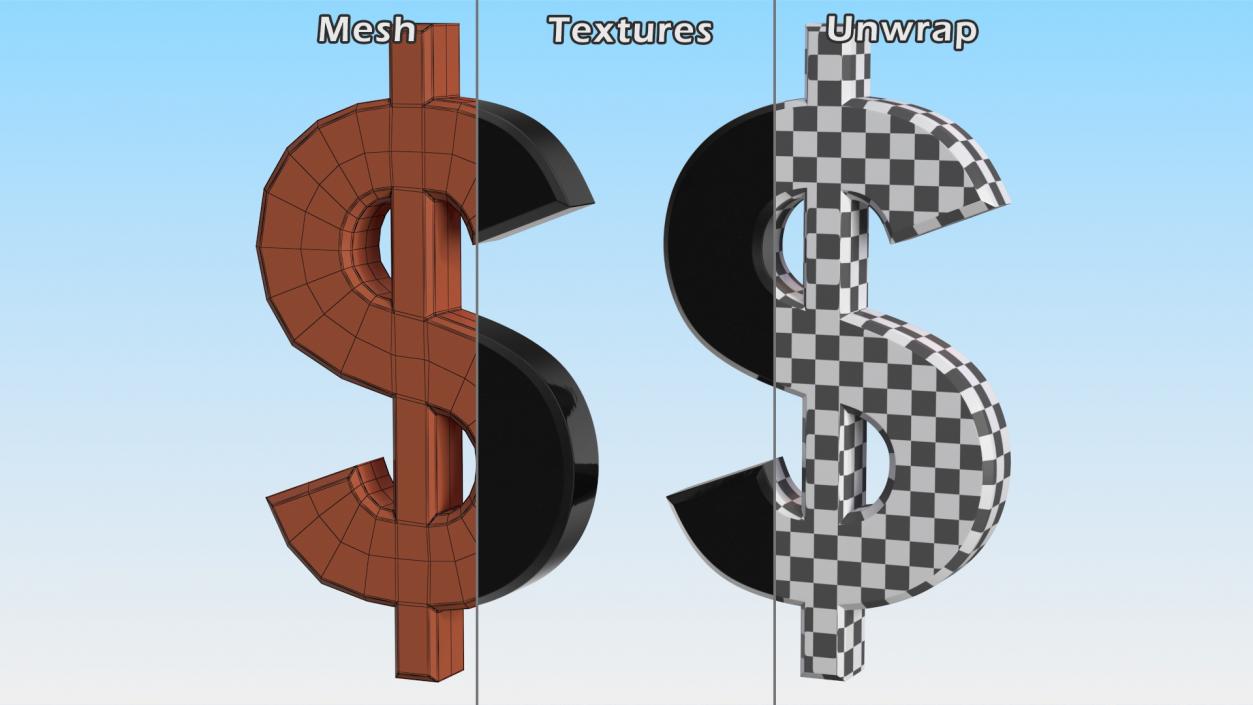 3D US Dollar Currency Symbol Plastic model