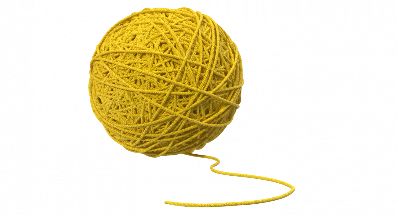 3D Yellow Thread Ball model